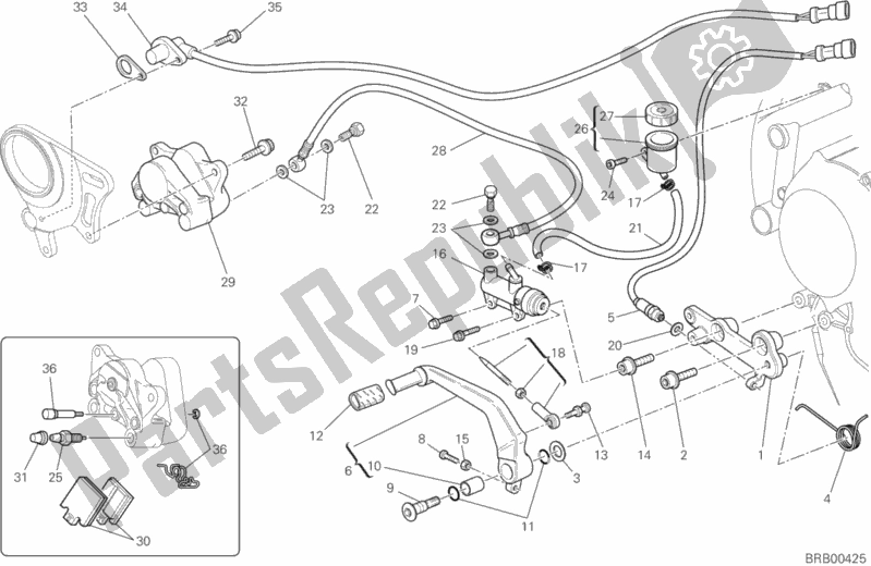 Todas as partes de Sistema De Freio Traseiro do Ducati Superbike 848 EVO USA 2012